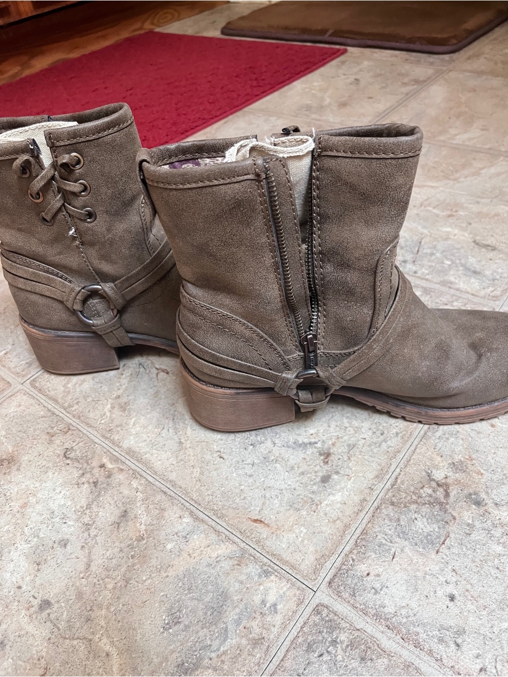 Roxy Brown Suede Lace-Up Ankle Boots - Picture 3 of 5